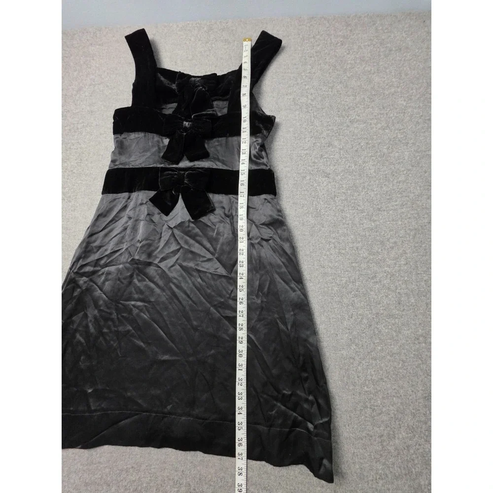 SEE BY CHLOE Midi Dress Women's 8 Black Velvet Back Bows Sleeveless Side Zip